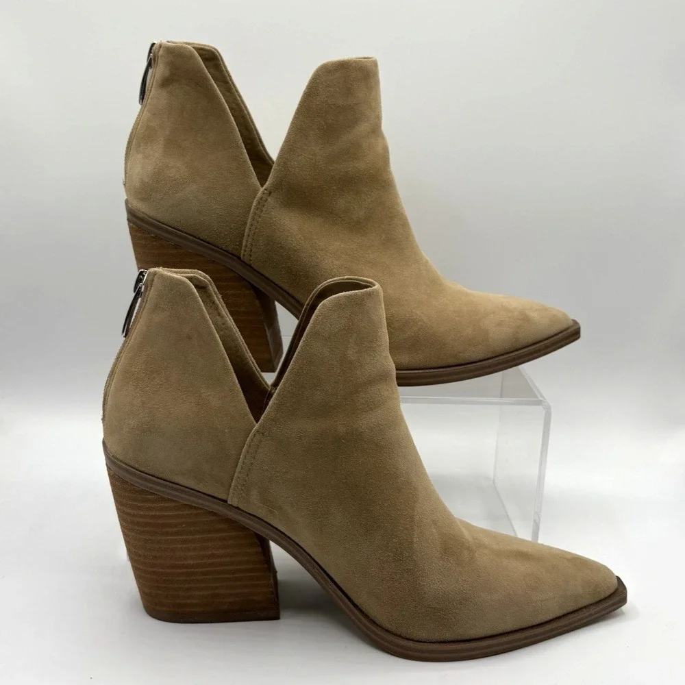STEVE MADDEN Camryn Booties Women's Size 8.5 Beige Suede Leather‎ Cowboy Boot